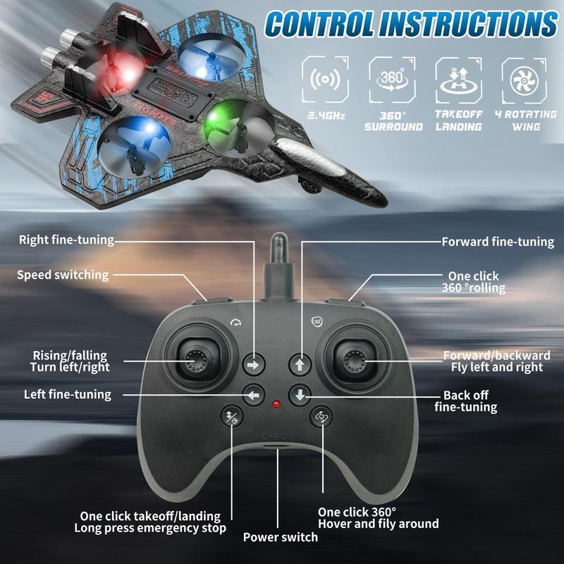 Children's remote control stunt fighter jet toy
